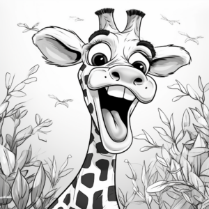 Laughing Giraffe Coloring Pages for Children 1
