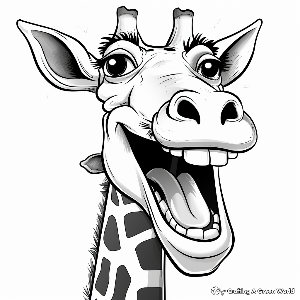 Laughing Giraffe Coloring Pages for Children 2