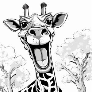 Laughing Giraffe Coloring Pages for Children 3