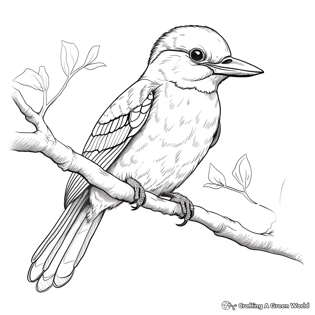 Laughing Kookaburra Kingfisher Coloring Pages 1