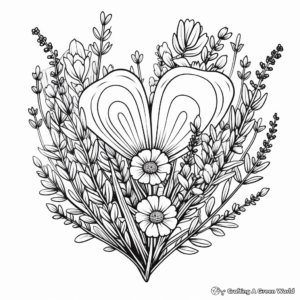 Lavender and Heart of Love Coloring Pages 3