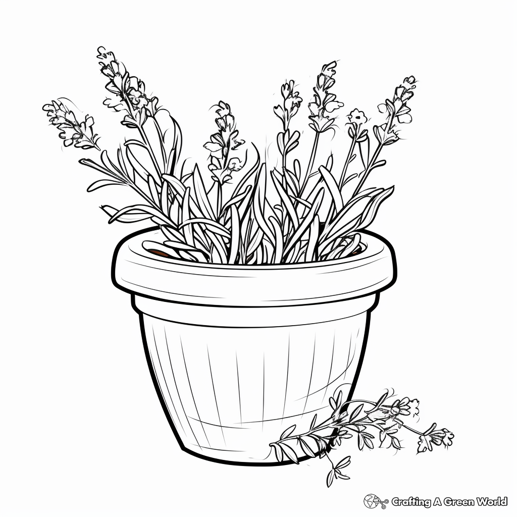 Lavender Pot Coloring Pages for Aromatherapy Lovers 3