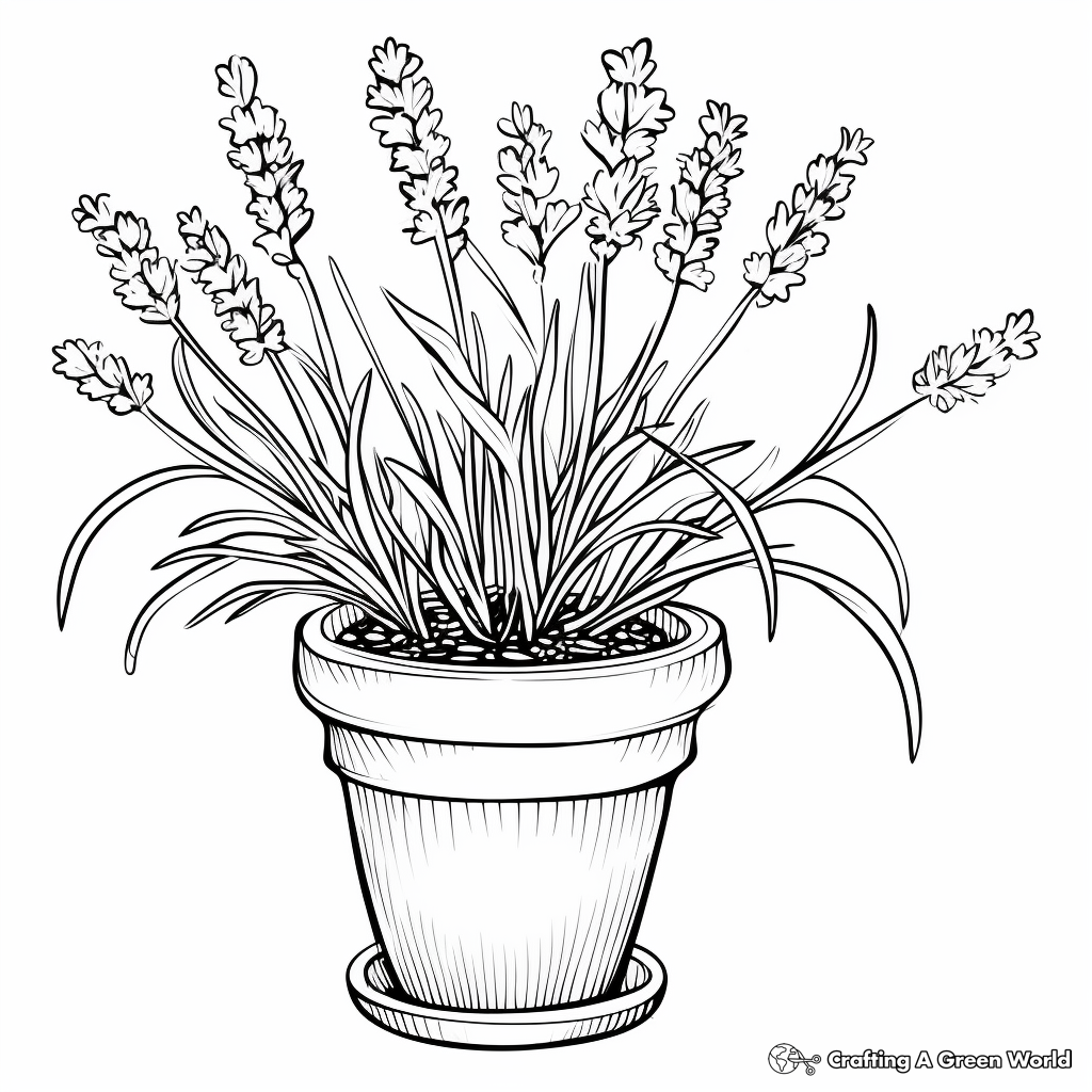 Lavender Pot Coloring Pages for Aromatherapy Lovers 4