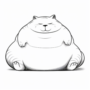 Lazy Fat Cat Lounging Coloring Pages 2