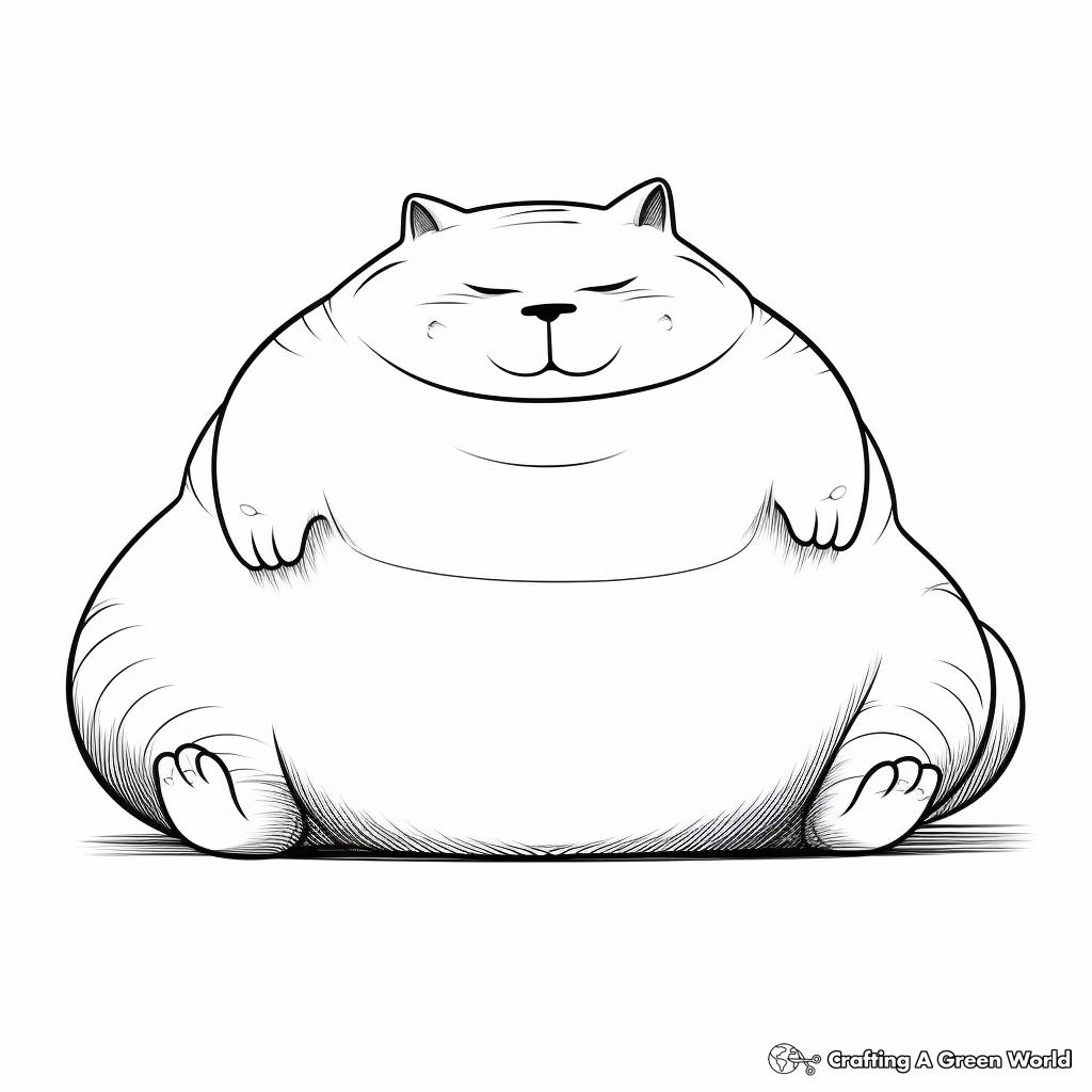 Lazy Fat Cat Lounging Coloring Pages 2