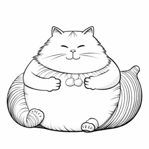 Lazy Fat Cat Lounging Coloring Pages 3