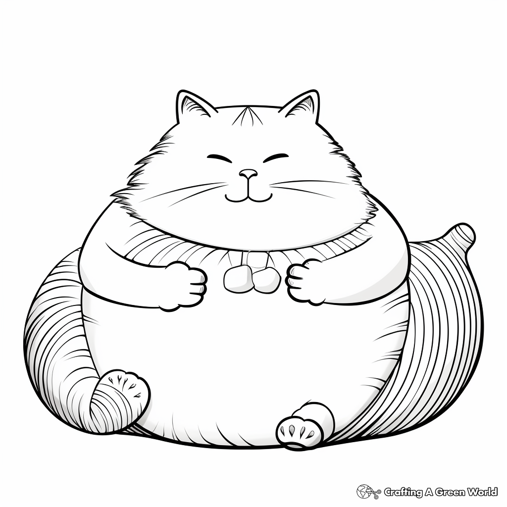 Lazy Fat Cat Lounging Coloring Pages 3