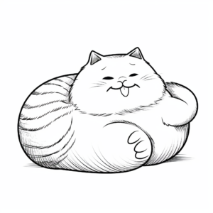 Lazy Fat Cat Lounging Coloring Pages 4