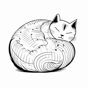 Lazy Sleeping Cat Coloring Pages 2