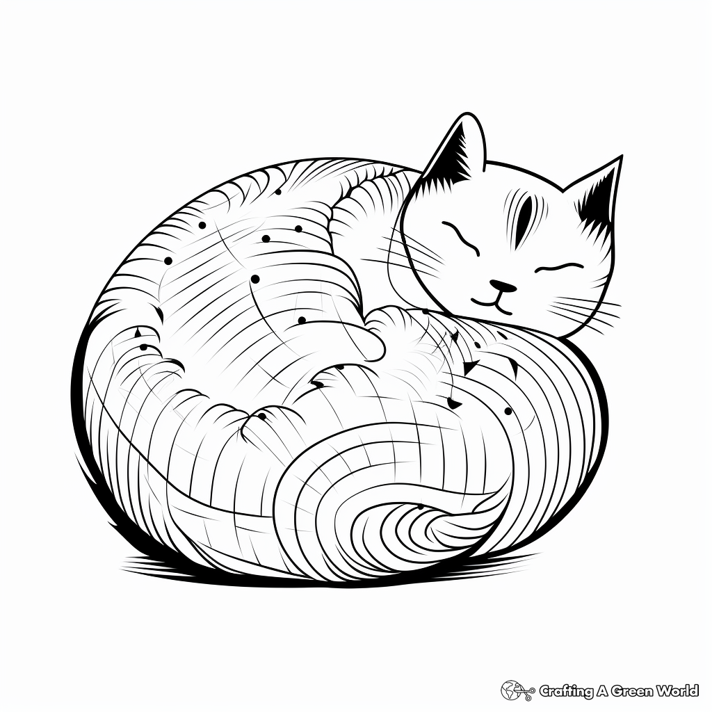 Lazy Sleeping Cat Coloring Pages 2