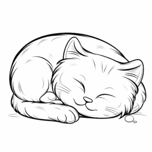 Lazy Sleeping Cat Coloring Pages 3