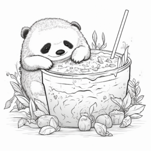 Lazy Sloth Sipping Boba Coloring Pages 1