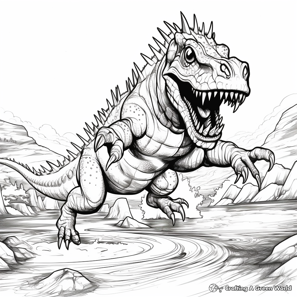 Leaping Liaoceratops vs. Yangchuanosaurus Coloring Pages for Kids 3