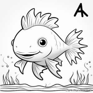 Learn and Color 'A' with Axolotl Coloring Pages 2