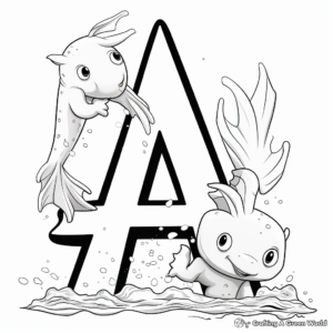 Learn and Color 'A' with Axolotl Coloring Pages 3