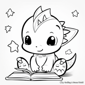 Learn-to-draw Cute Kawaii Dinosaur Coloring Pages 1