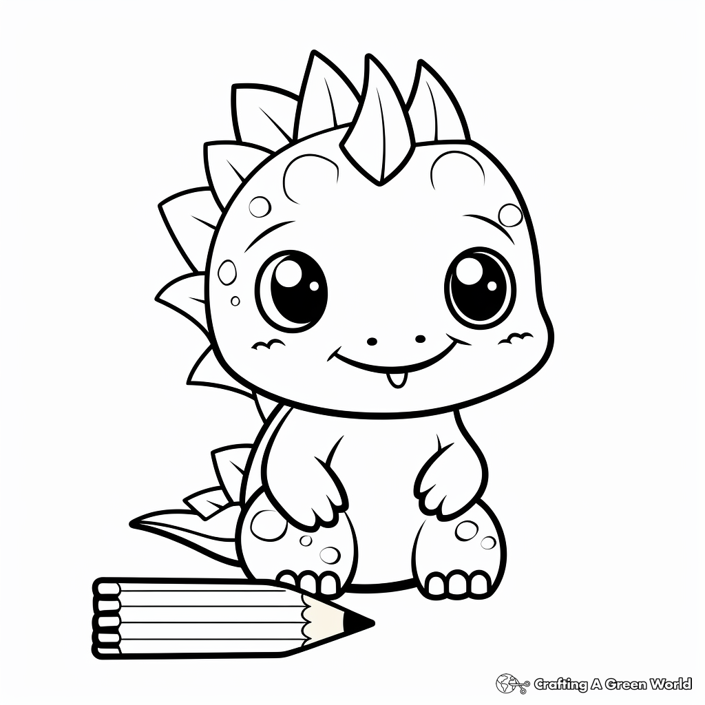 Learn-to-draw Cute Kawaii Dinosaur Coloring Pages 3