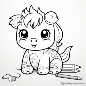 Learn-to-draw Cute Kawaii Dinosaur Coloring Pages 4