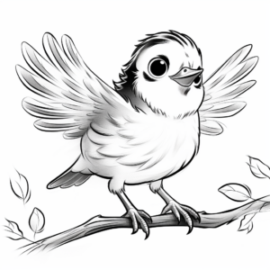 Learning to Fly: Fledgling Bird Coloring Pages 1