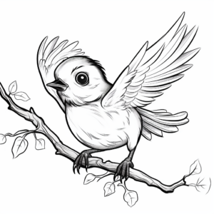 Learning to Fly: Fledgling Bird Coloring Pages 3
