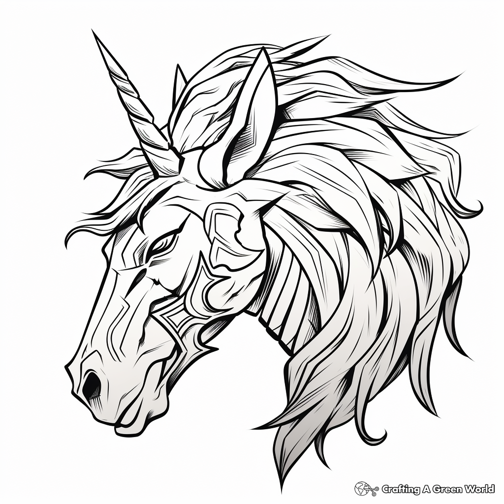 Legendary Unicorn Head Coloring Sheets 2