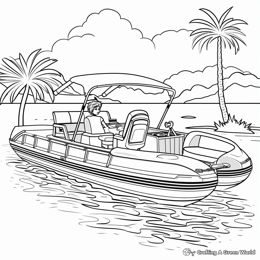 Leisure Pontoon Boat Vacation Coloring Pages 4
