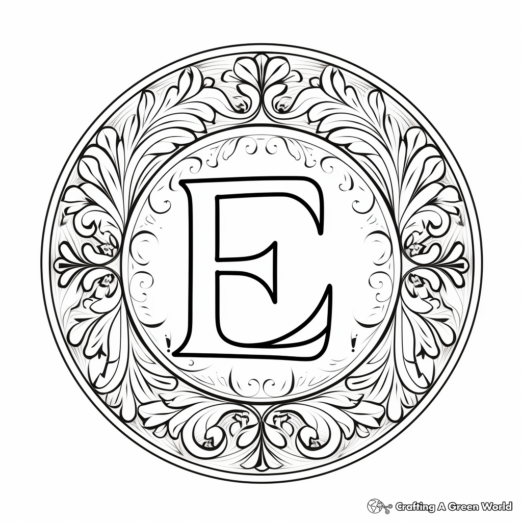 Letter E Themed Mandala Coloring Pages 1