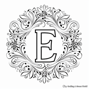 Letter E Themed Mandala Coloring Pages 4