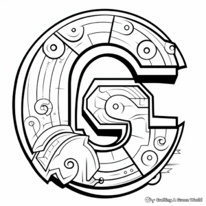 Letter G Mixed with Geometric Shapes Coloring Pages 3