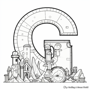Letter G Mixed with Geometric Shapes Coloring Pages 4