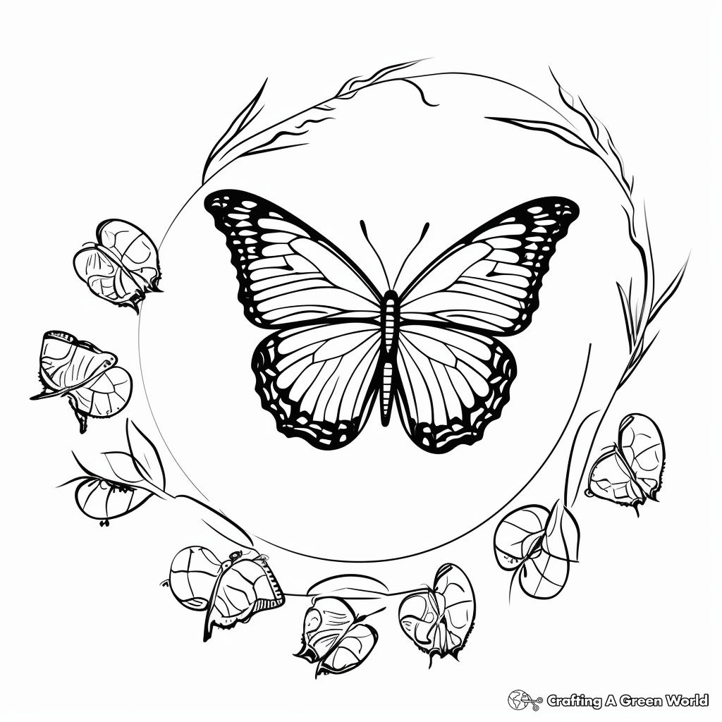 Life Cycle of a Butterfly Coloring Sheets 1