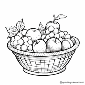 Life-like Realistic Fruit Basket Coloring Pages 1