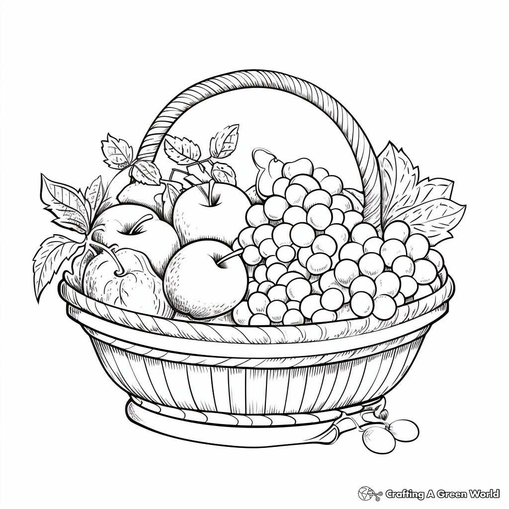 Life-like Realistic Fruit Basket Coloring Pages 2