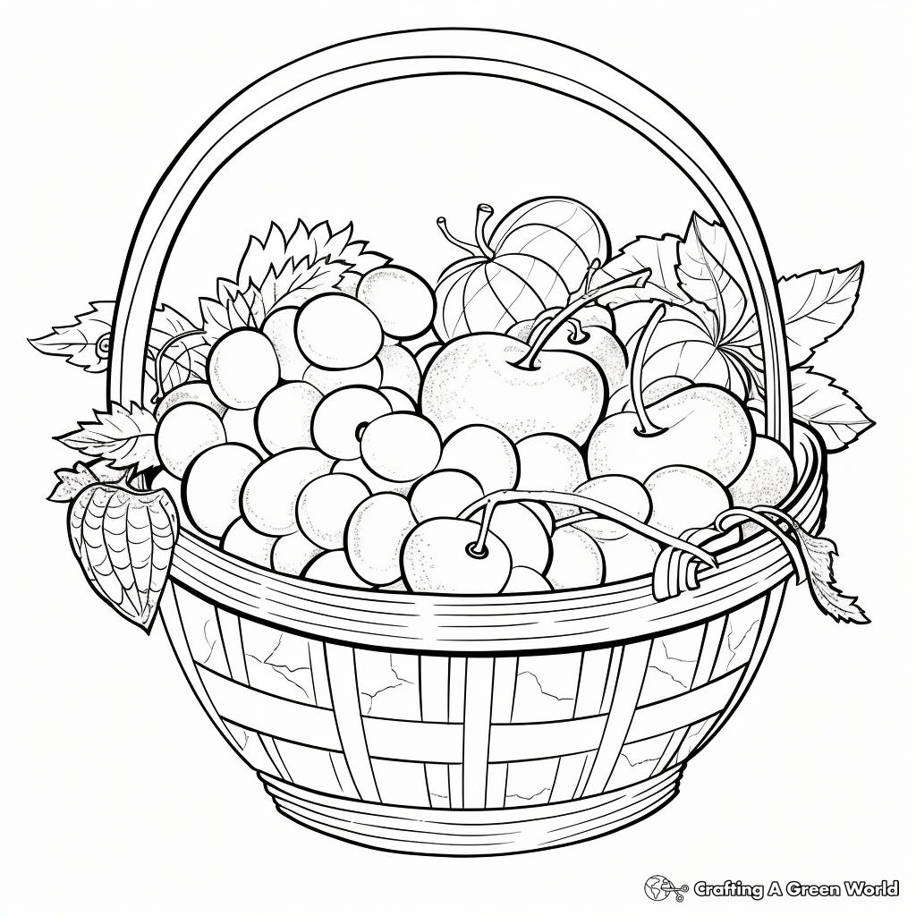 Life-like Realistic Fruit Basket Coloring Pages 3