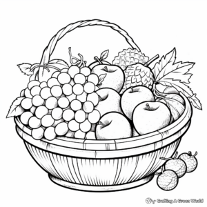 Life-like Realistic Fruit Basket Coloring Pages 4