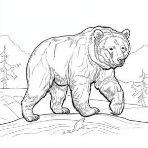 Lifelike Grizzly Bear Hunting Coloring Pages 1