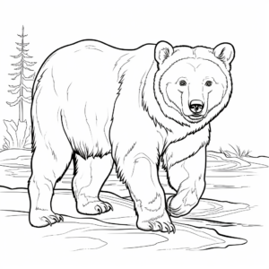 Lifelike Grizzly Bear Hunting Coloring Pages 4