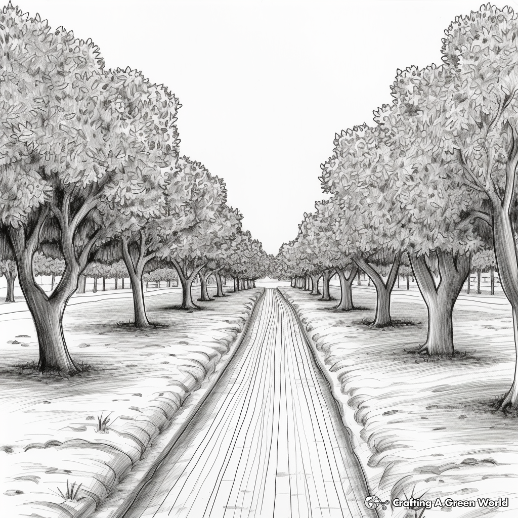 Lifelike Pecan Orchard Coloring Pages 1