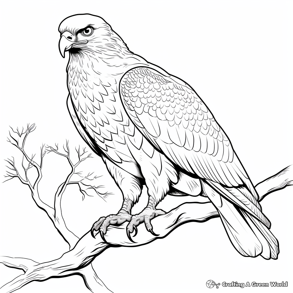 Lifelike Red Tailed Hawk and Prey Coloring Pages 1