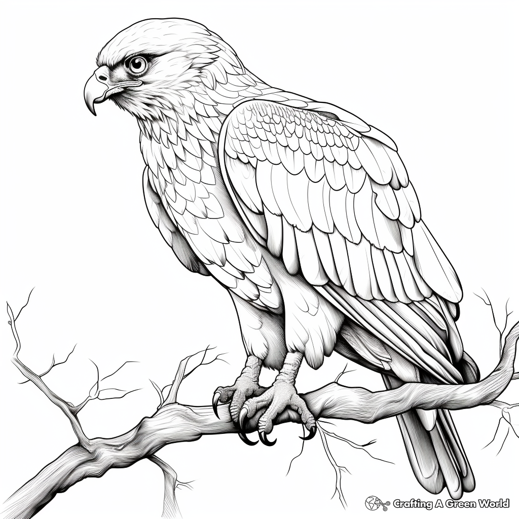 Lifelike Red Tailed Hawk and Prey Coloring Pages 3