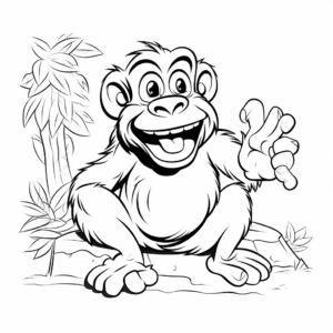 Light-hearted Funny Chimpanzee Coloring Pages 2
