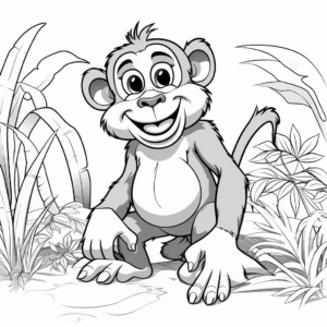 Light-hearted Funny Chimpanzee Coloring Pages 3
