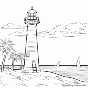 Lighthouse Beach Scene Coloring Pages 1
