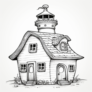 Lighthouse-Inspired Bird House Coloring Pages 1