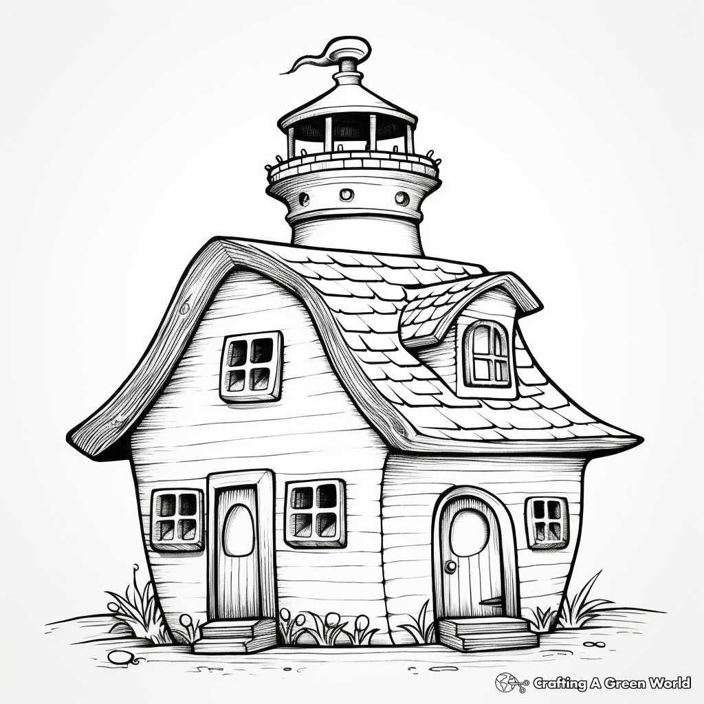 Lighthouse-Inspired Bird House Coloring Pages 1