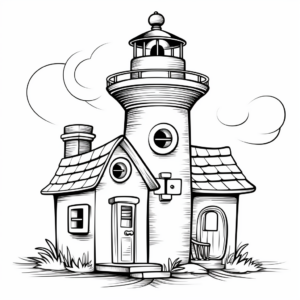 Lighthouse-Inspired Bird House Coloring Pages 3