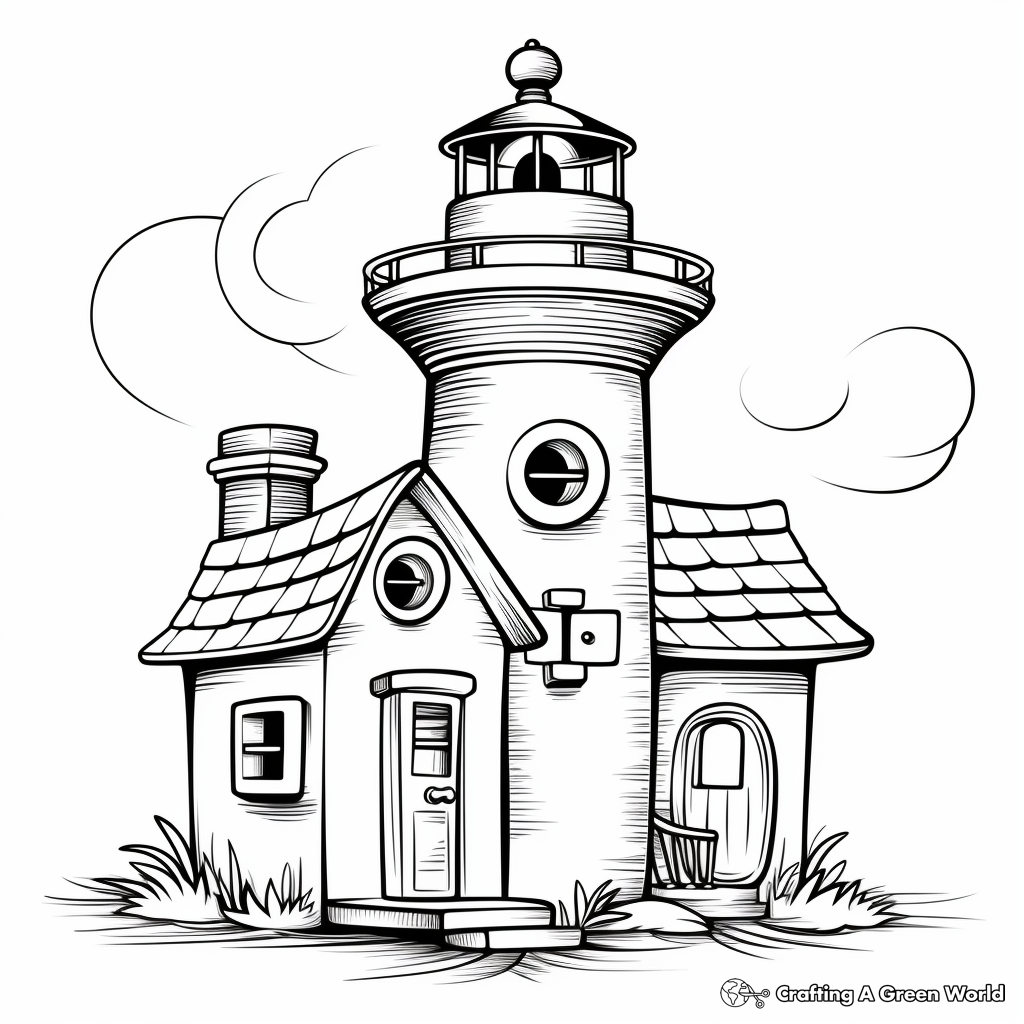 Lighthouse-Inspired Bird House Coloring Pages 3