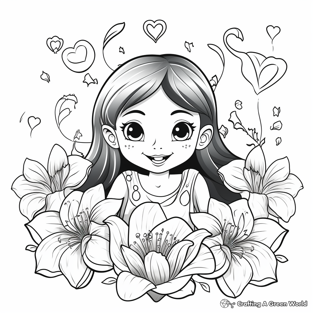 Lily and Love Heart Coloring Pages 1