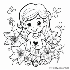 Lily and Love Heart Coloring Pages 3