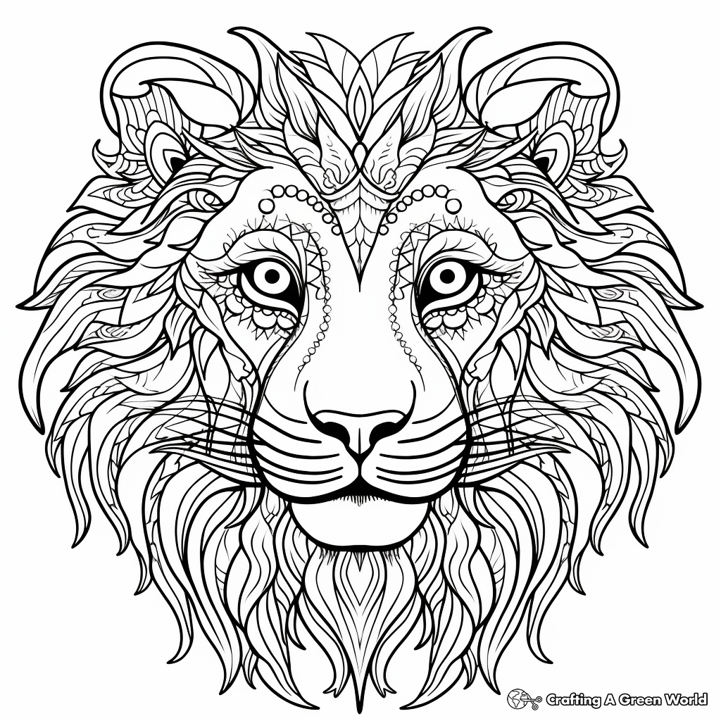 Lion's Pride: Realistic Lion Face Coloring Pages 3
